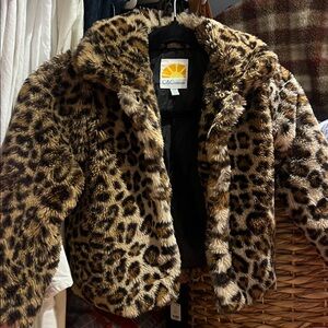 C&C California Leopard Print Faux Fur Jacket